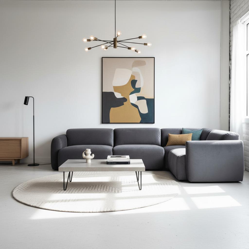 Canapé d'angle 4 pièces Imola en velours 120