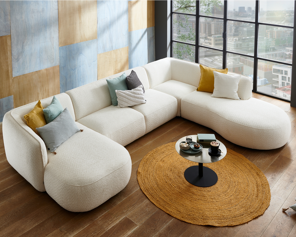 Canapé d'angle en U Loures 139 Tissu bouclé tissé