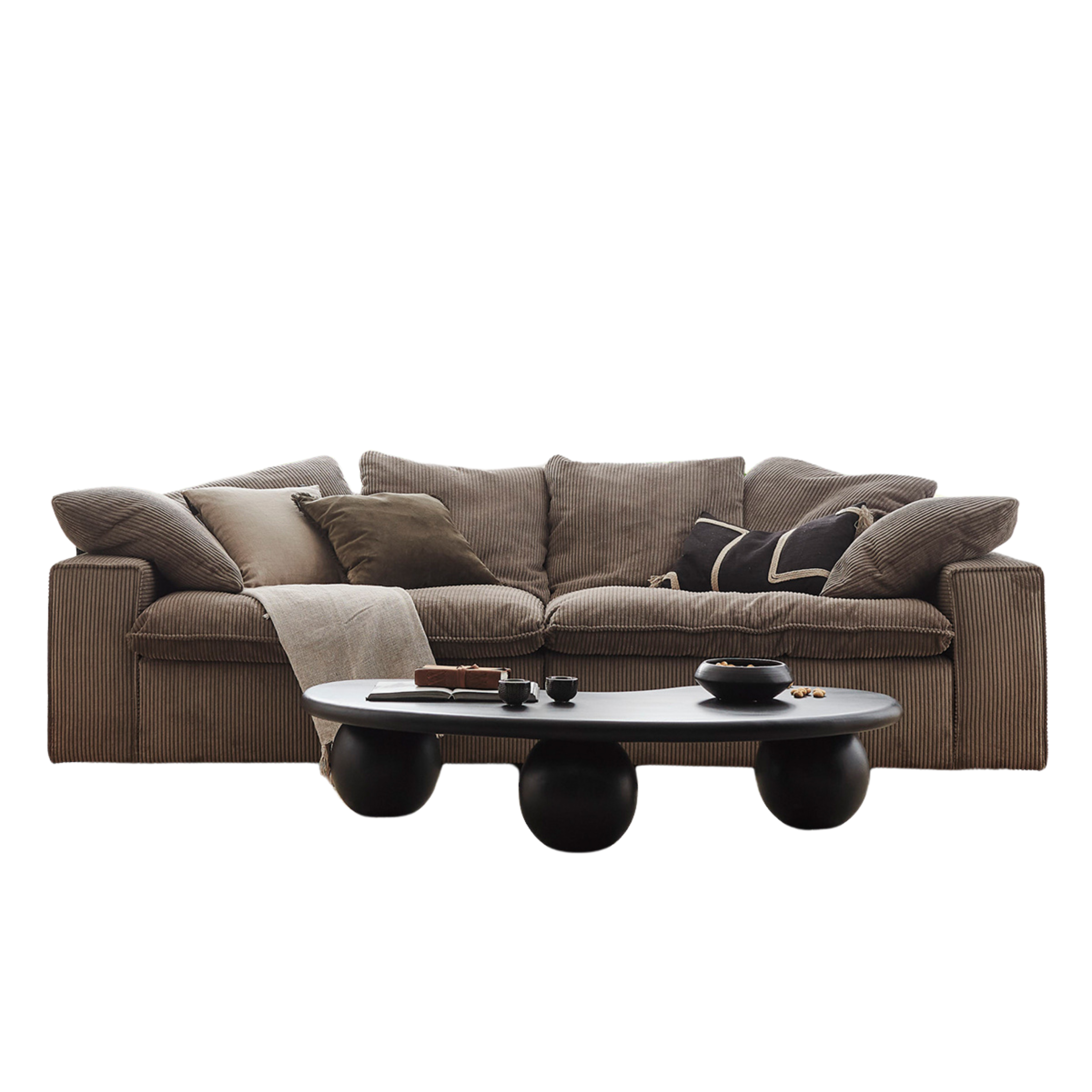 Canapé modulaire 2 pièces Kiel 90,5 cm en velours côtelé truffe