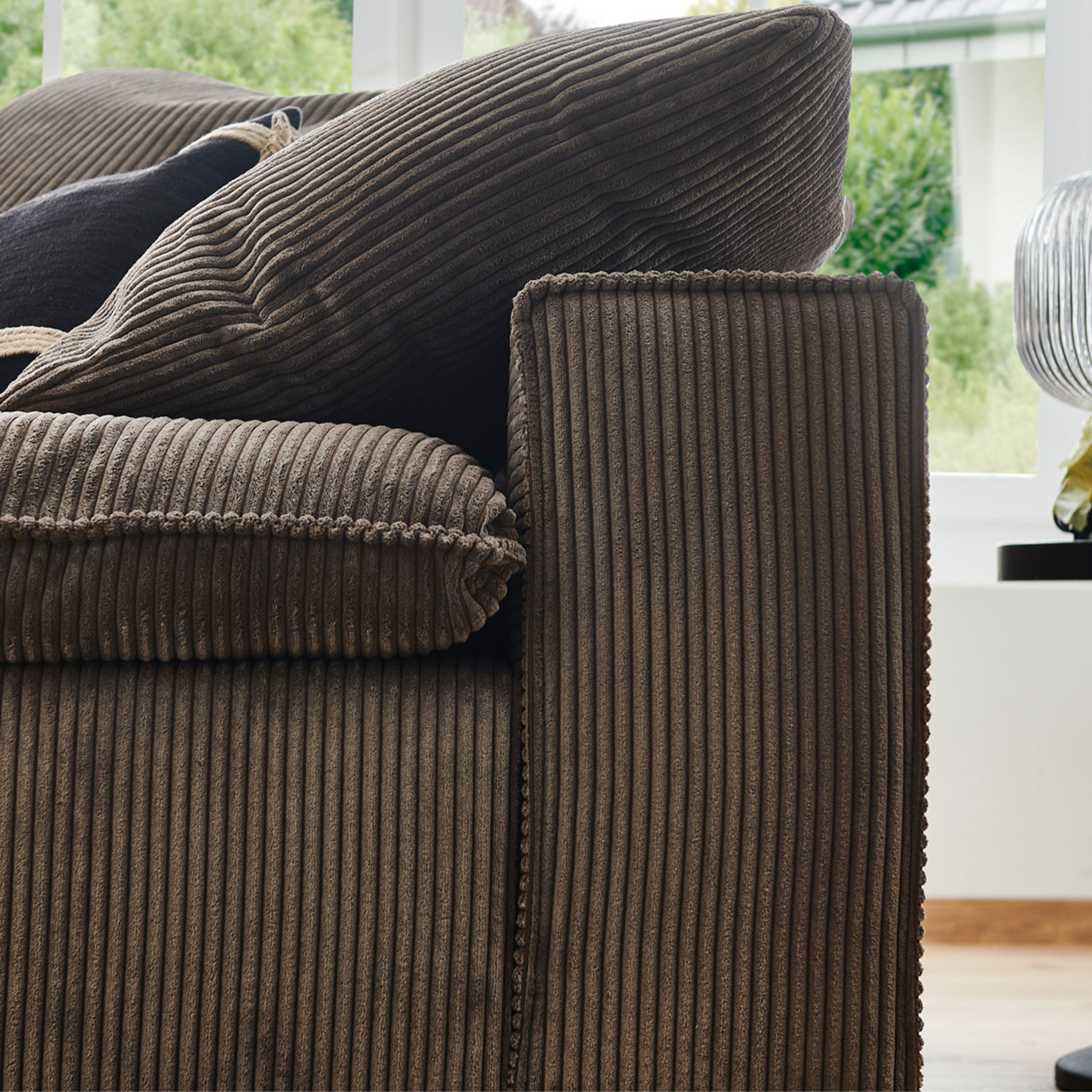 Canapé modulaire 2 pièces Kiel 90,5 cm en velours côtelé truffe