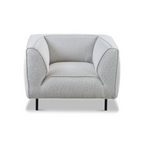 Fauteuil Mosh 38 - Tissu bouclé argenté à assise profonde