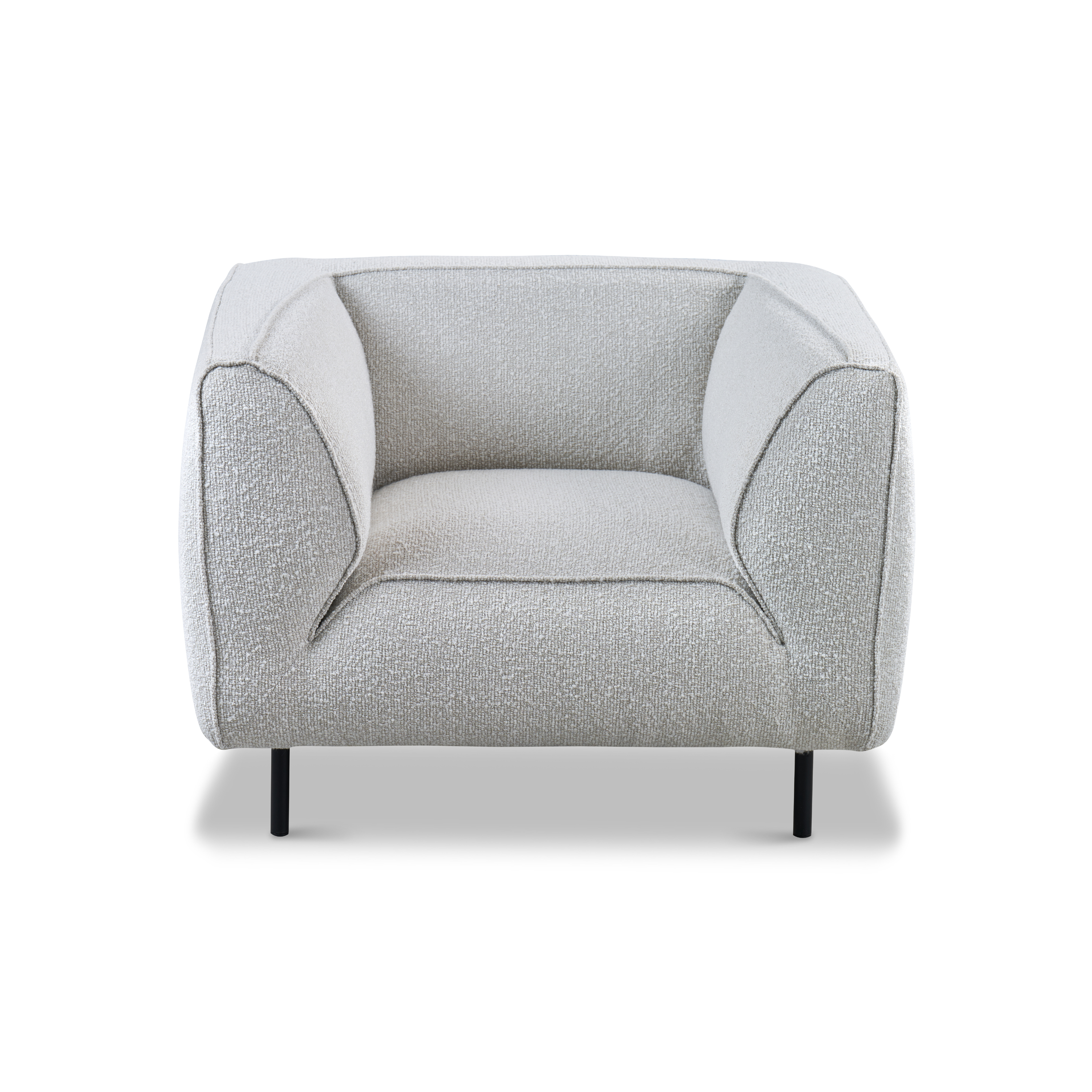 Fauteuil Mosh 38 - Tissu bouclé argenté à assise profonde