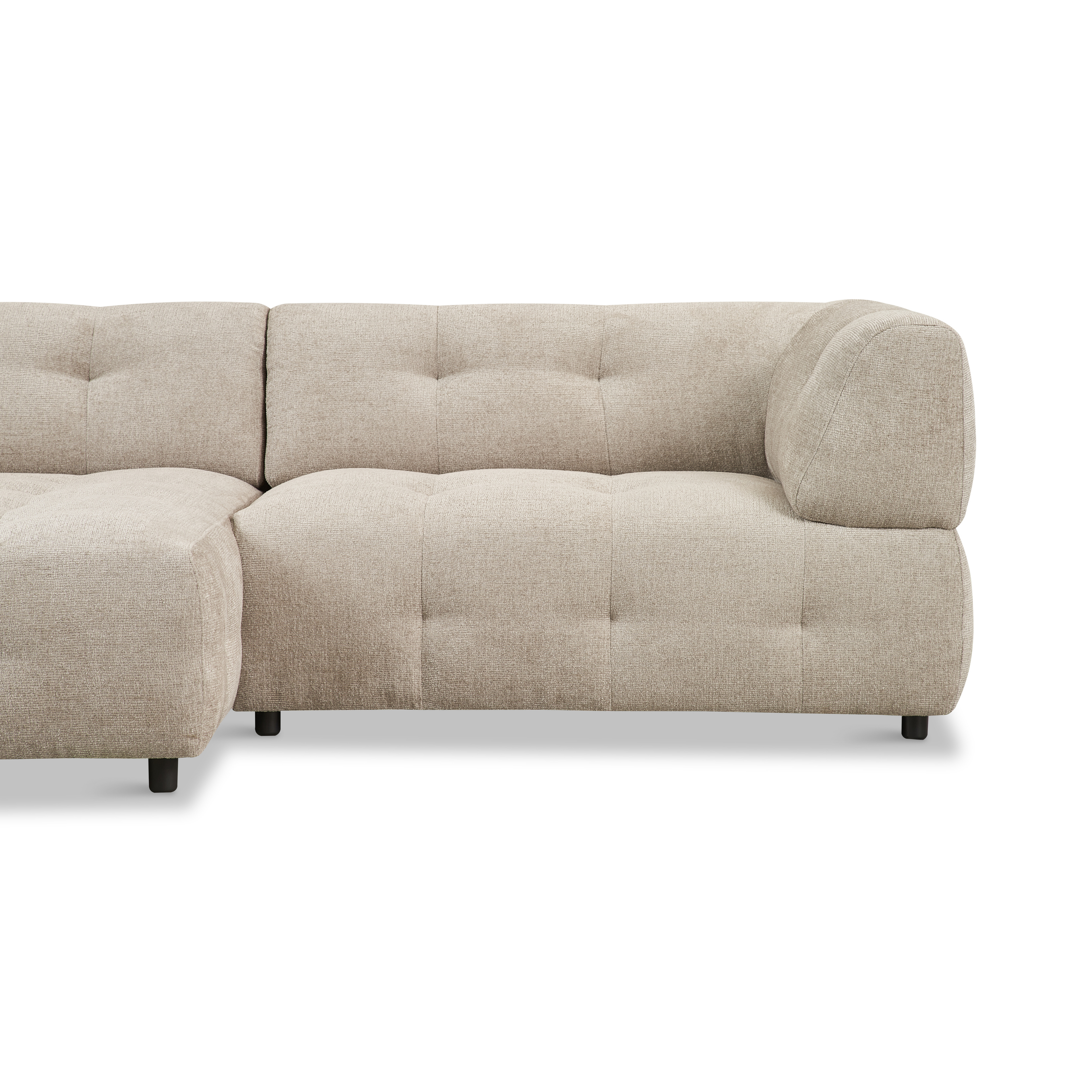 Canapé d'angle Mina 2 pièces avec méridienne, tissu tissé 96 à texture subtile