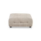 Pouf capitonné Mina 35 en tissu tissé beige