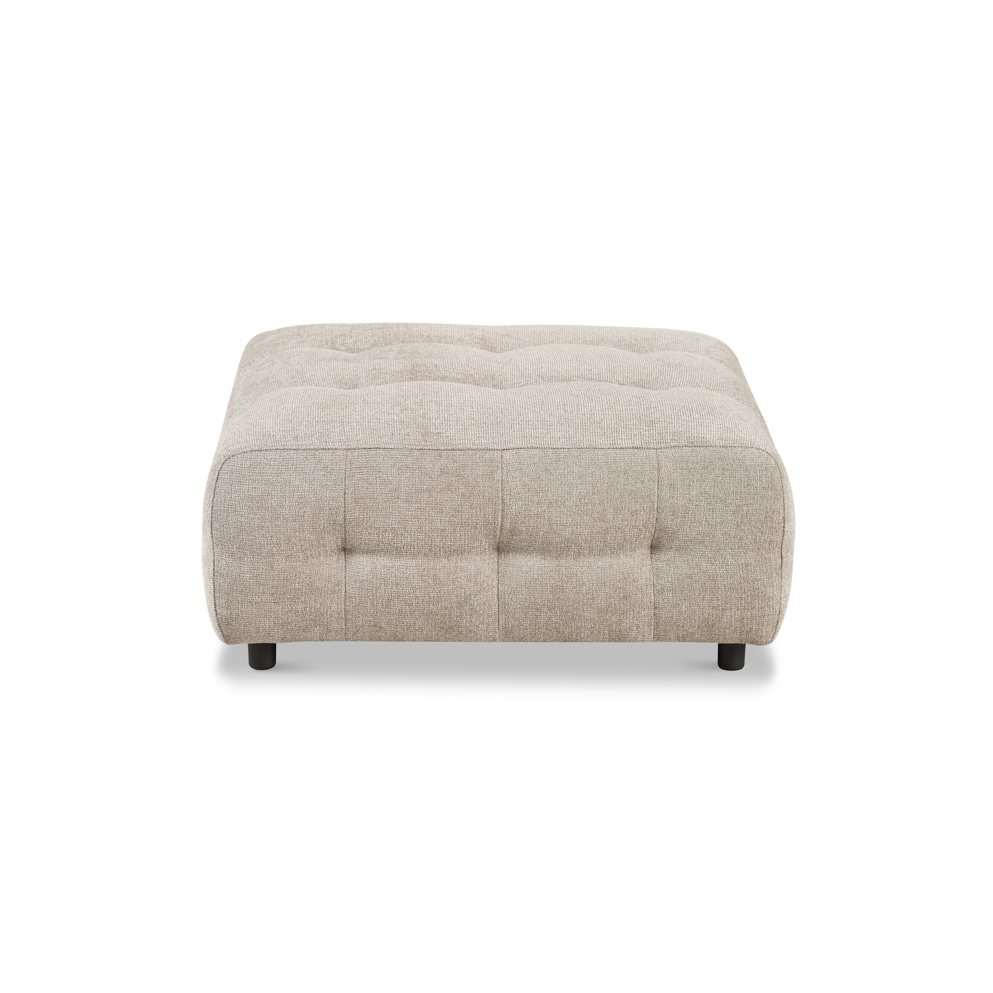 Pouf capitonné Mina 35 en tissu tissé beige