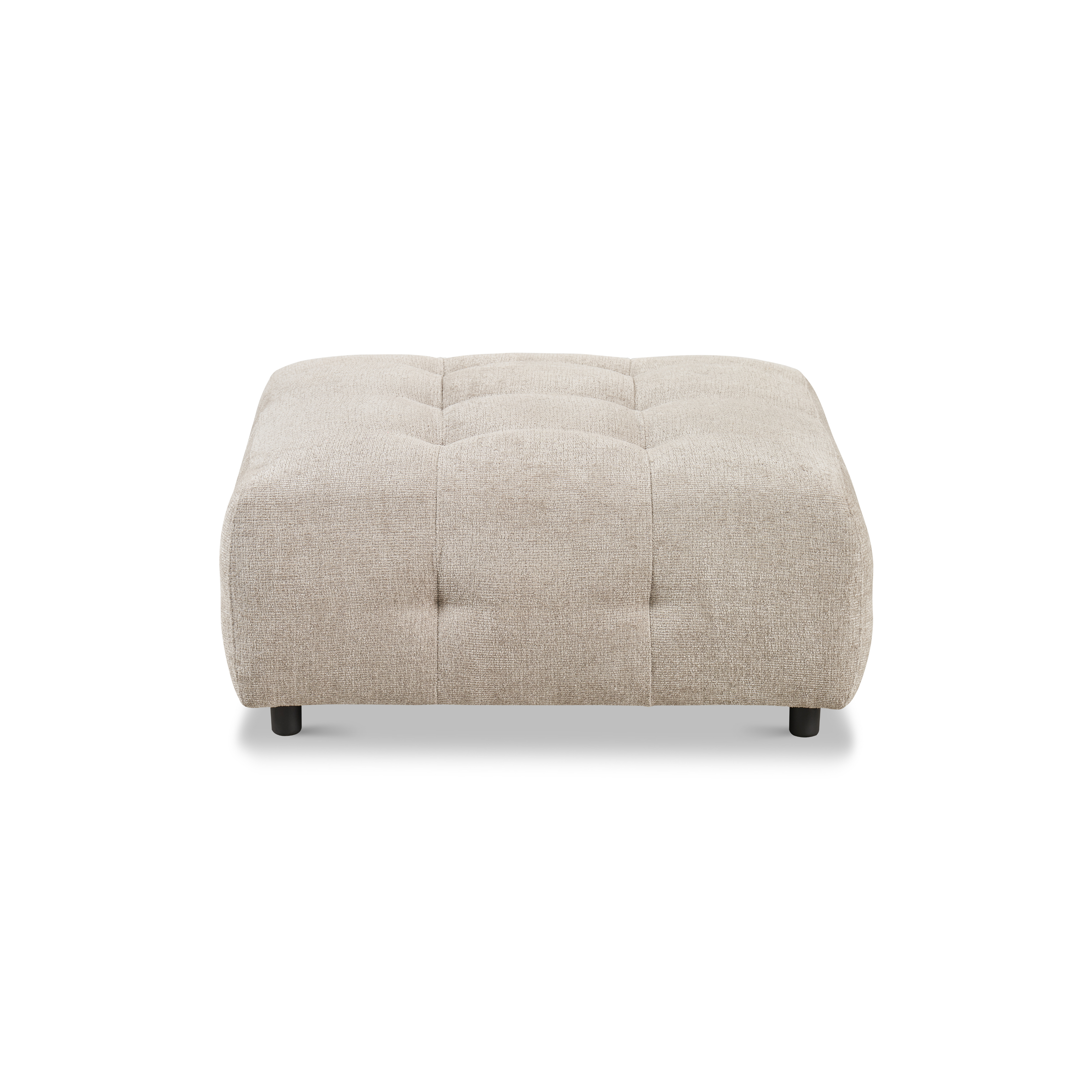 Pouf capitonné Mina 35 en tissu tissé beige
