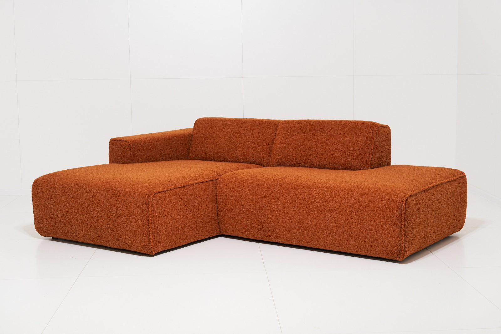 Canapé méridienne 2 pièces en tissu performant effet peau de mouton 102