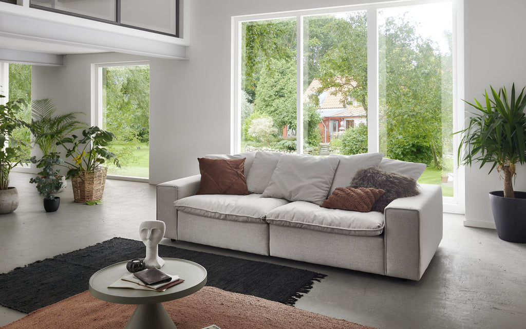 Canapé modulaire 2 pièces Kiel, tissu aspect lin 90,5