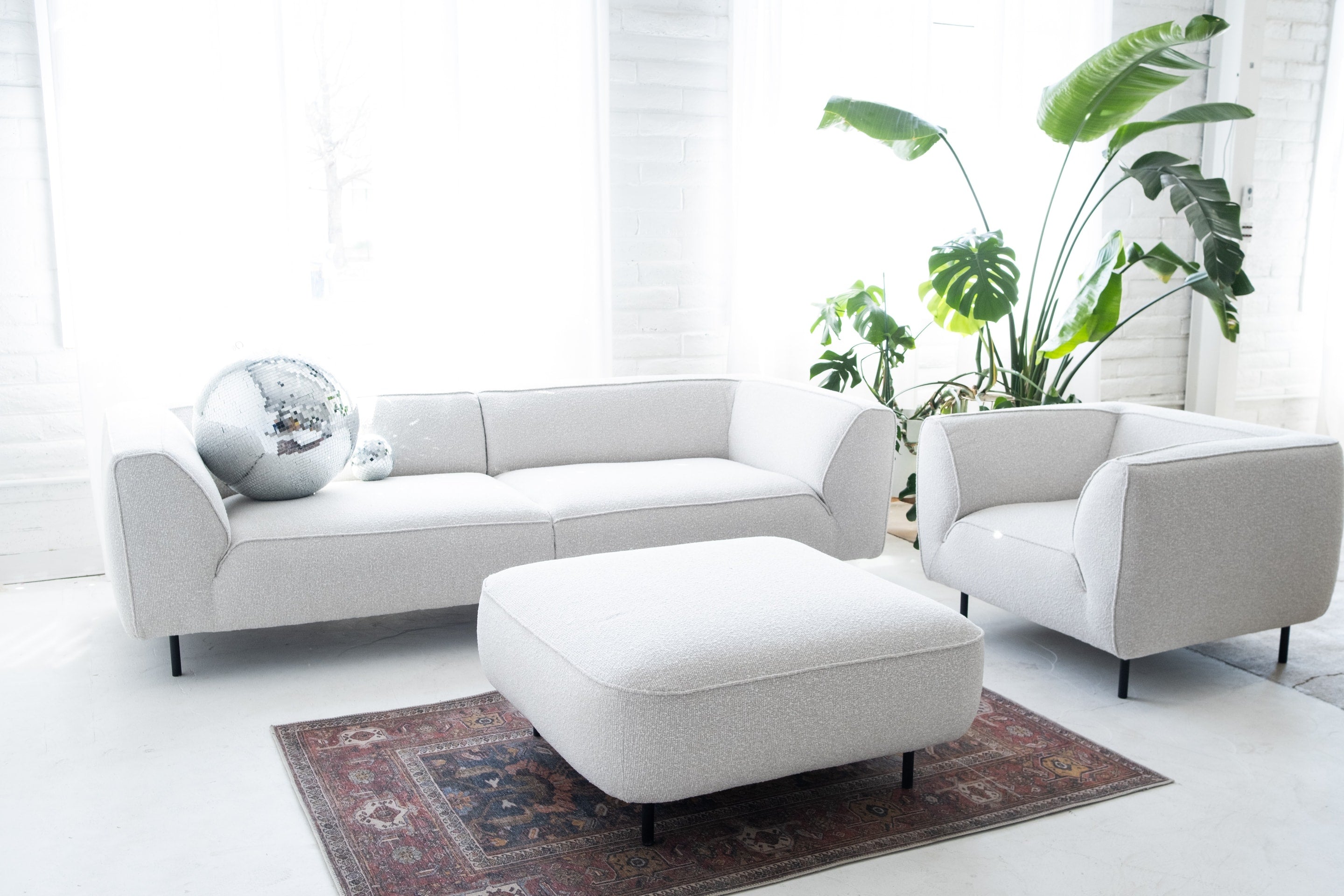 Canapé Mosh 97 Tissu bouclé pierre subtile